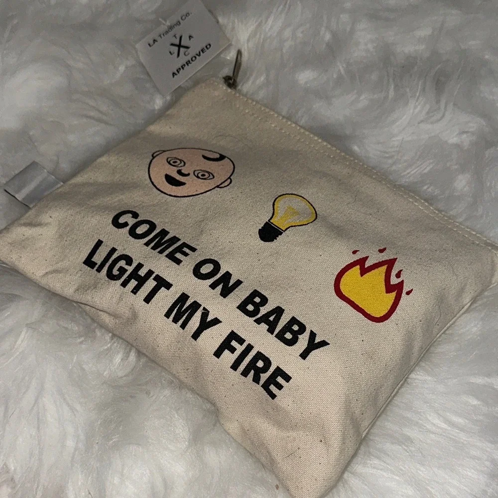 LA Trading Co Come On Baby Light My Fire Canvas Makeup Pouch Bag NWT